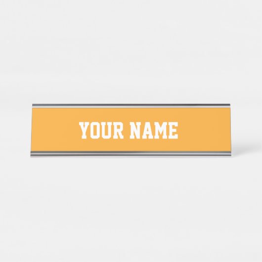 Sinaasappel en wit bureau naambordje (Voorkant)