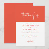 Sinaasappel en wit De twee van ons bruiloft Kaart (Voorkant / Achterkant)