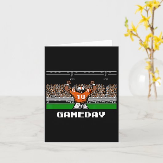 Sinaasappel en wit Football GameDay 8-bit videogam Kaart (Gele Bloem)