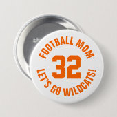 Sinaasappel en Wit Football Moeder Jersey Nummer Ronde Button 7,6 Cm (Voorkant /achterkant)