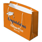 Sinaasappel en Wit Gefeliciteerd Afstuderen Groot Cadeauzakje (Achterkant Gekanteld)