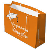 Sinaasappel en Wit Gefeliciteerd Afstuderen Groot Cadeauzakje (Achterkant Gekanteld)