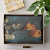 Sinaasappel en wit geweven bloemendecoupage tissuepapier (Geschenk)