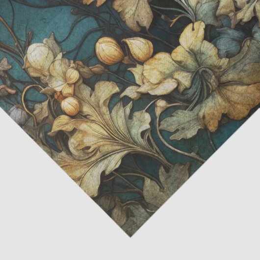 Sinaasappel en wit geweven bloemendecoupage tissuepapier (Detail)