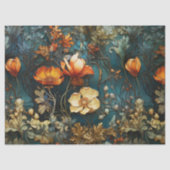 Sinaasappel en wit geweven bloemendecoupage tissuepapier (Voorkant)