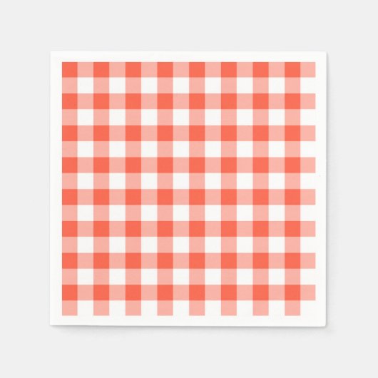 Sinaasappel en wit Gingham-controlepatroon Servet (Voorkant)