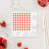 Sinaasappel en wit Gingham-controlepatroon Servetten (Insitu)