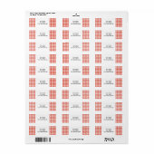 Sinaasappel en Wit Gingham Patroon adreslabel Etiket (Full Sheet)