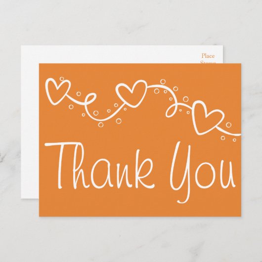 Sinaasappel en Wit Hartelijk dank Harten Fall Wedd Briefkaart (Voorkant / Achterkant)