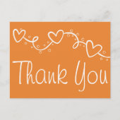 Sinaasappel en Wit Hartelijk dank Harten Fall Wedd Briefkaart (Voorkant)