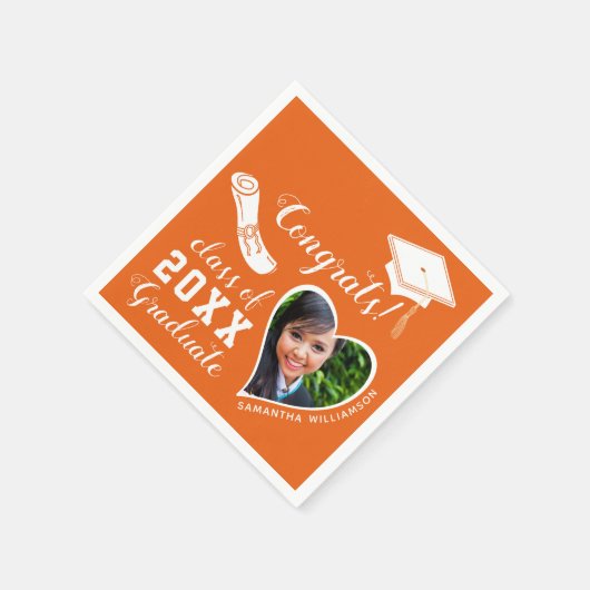 Sinaasappel en Wit Klasse van 2025 Afstuderen Afst Servet (Hoek)