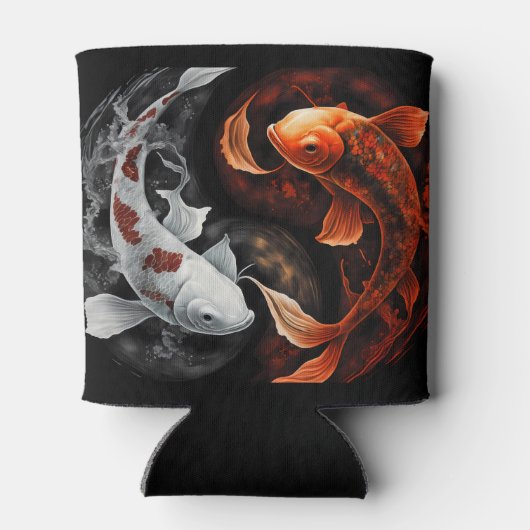 Sinaasappel en wit Lucky Koi Fish Japan Art Blikjeskoeler (Achterkant)
