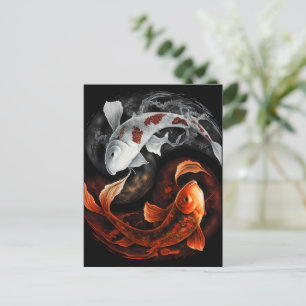 Sinaasappel en wit Lucky Koi Fish Japan Art Briefkaart