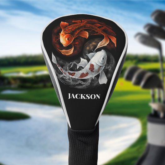 Sinaasappel en wit Lucky Koi Fish Japan Art Custom Golfheadcover