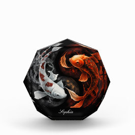 Sinaasappel en wit Lucky Koi Fish Japan Art Fotoblokken