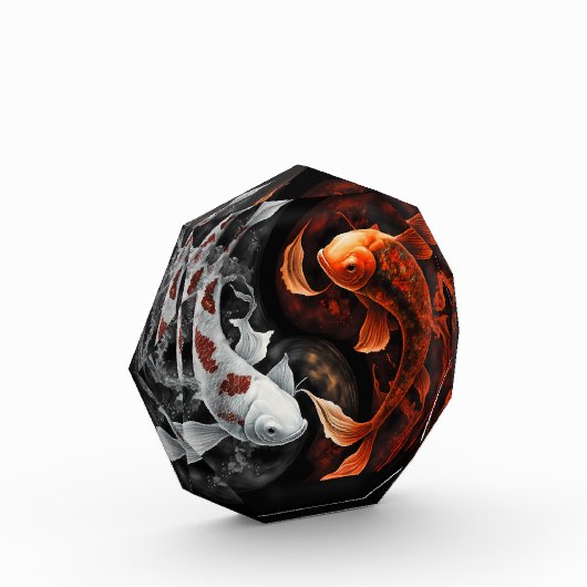 Sinaasappel en wit Lucky Koi Fish Japan Art Fotoblokken (Links)