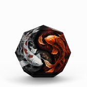 Sinaasappel en wit Lucky Koi Fish Japan Art Fotoblokken (Voorkant)