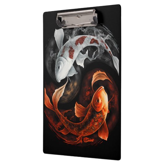 Sinaasappel en wit Lucky Koi Fish Japan Art Klembord (Links)