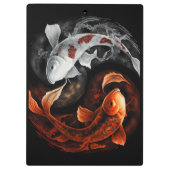 Sinaasappel en wit Lucky Koi Fish Japan Art Klembord (Achterkant)