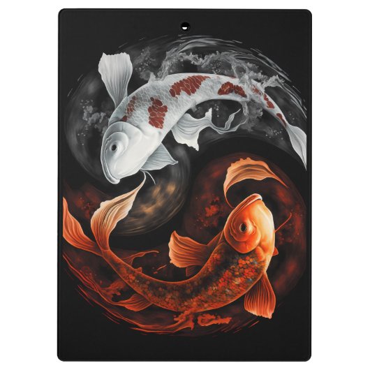 Sinaasappel en wit Lucky Koi Fish Japan Art Klembord (Achterkant)