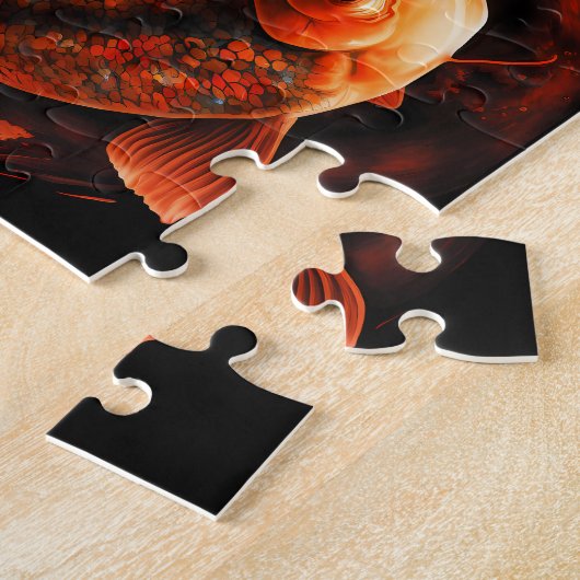 Sinaasappel en wit Lucky Koi Fish Japan Art Legpuzzel (Zijkant)