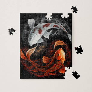 Sinaasappel en wit Lucky Koi Fish Japan Art Legpuzzel