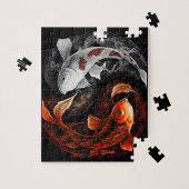 Sinaasappel en wit Lucky Koi Fish Japan Art Legpuzzel