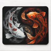 Sinaasappel en wit Lucky Koi Fish Japan Art Muismat (Voorkant)
