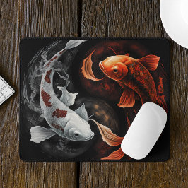 Sinaasappel en wit Lucky Koi Fish Japan Art Muismat