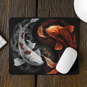 Sinaasappel en wit Lucky Koi Fish Japan Art Muismat