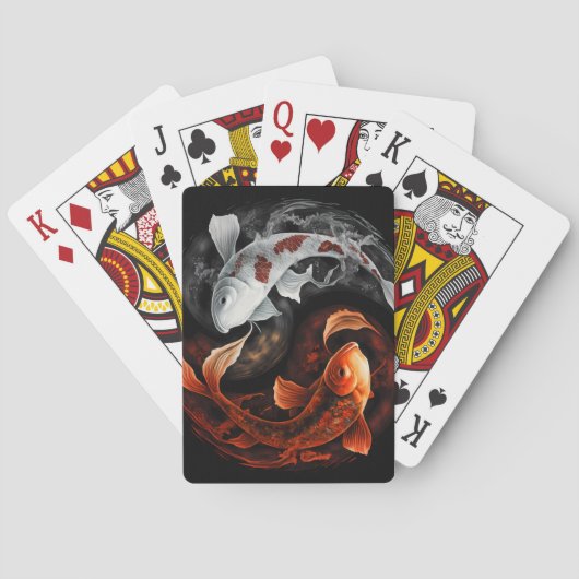 Sinaasappel en wit Lucky Koi Fish Japan Art Pokerkaarten (Achterkant)