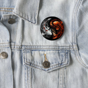 Sinaasappel en wit Lucky Koi Fish Japan Art Ronde Button 5,7 Cm