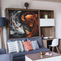 Sinaasappel en wit Lucky Koi Fish Japan Art