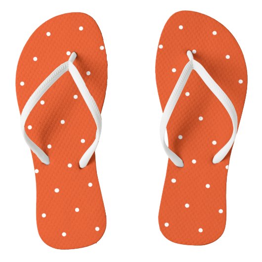 Sinaasappel en wit met Stippen Teenslippers (Voetbed)