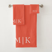 Sinaasappel en wit | Modern monogram Bad Handdoek (Insitu)