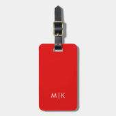 Sinaasappel en wit | Modern monogram Bagagelabel (Voorkant verticaal)