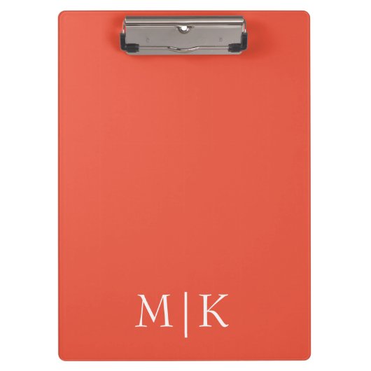 Sinaasappel en wit | Modern monogram Klembord (Voorkant)