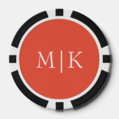 Sinaasappel en wit | Modern monogram Poker Chips (Voorkant)