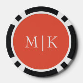 Sinaasappel en wit | Modern monogram Poker Chips (Achterkant)