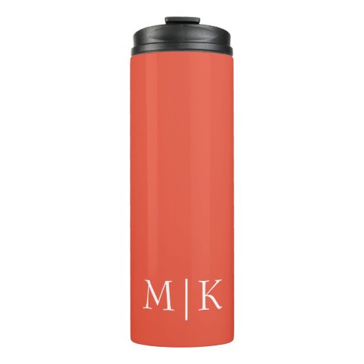 Sinaasappel en wit | Modern monogram Thermosbeker (Voorkant)