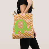 Sinaasappel en wit patroon met olifant Canvas tas (Dichtbij)