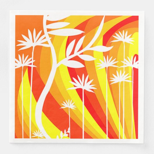 Sinaasappel en wit Plant Servet (Voorkant)