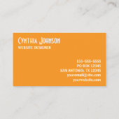 Sinaasappel en wit retro vet visitekaartje (Achterkant)