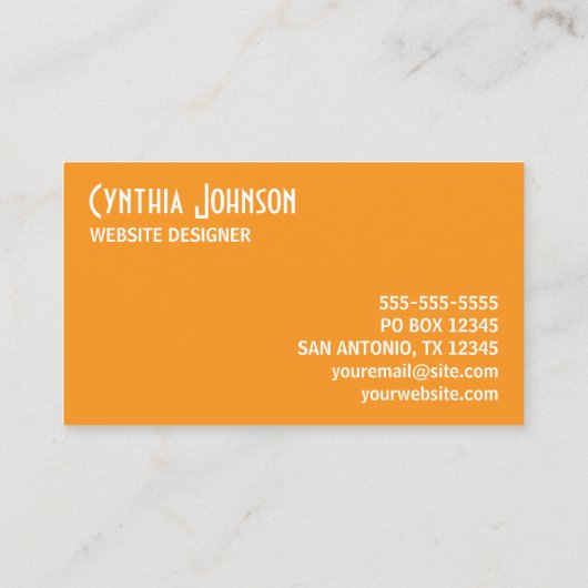 Sinaasappel en wit retro vet visitekaartje (Achterkant)