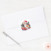Sinaasappel en wit Santa Kitten met Cadeaus Vierkante Sticker (Envelop)