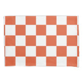 Sinaasappel en wit schaakbordpatroon kussensloop (Voorkant)