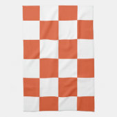 Sinaasappel en wit schaakbordpatroon theedoek (Verticaal)