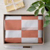 Sinaasappel en wit schaakbordpatroon tissuepapier (Geschenk)
