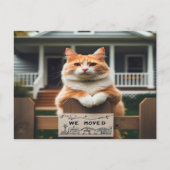 Sinaasappel en wit Tom Cat We verhuisden Aankondigingskaart (Voorkant)