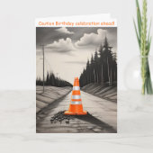 Sinaasappel en wit verkeer kegel cauction verjaard kaart (Voorkant)